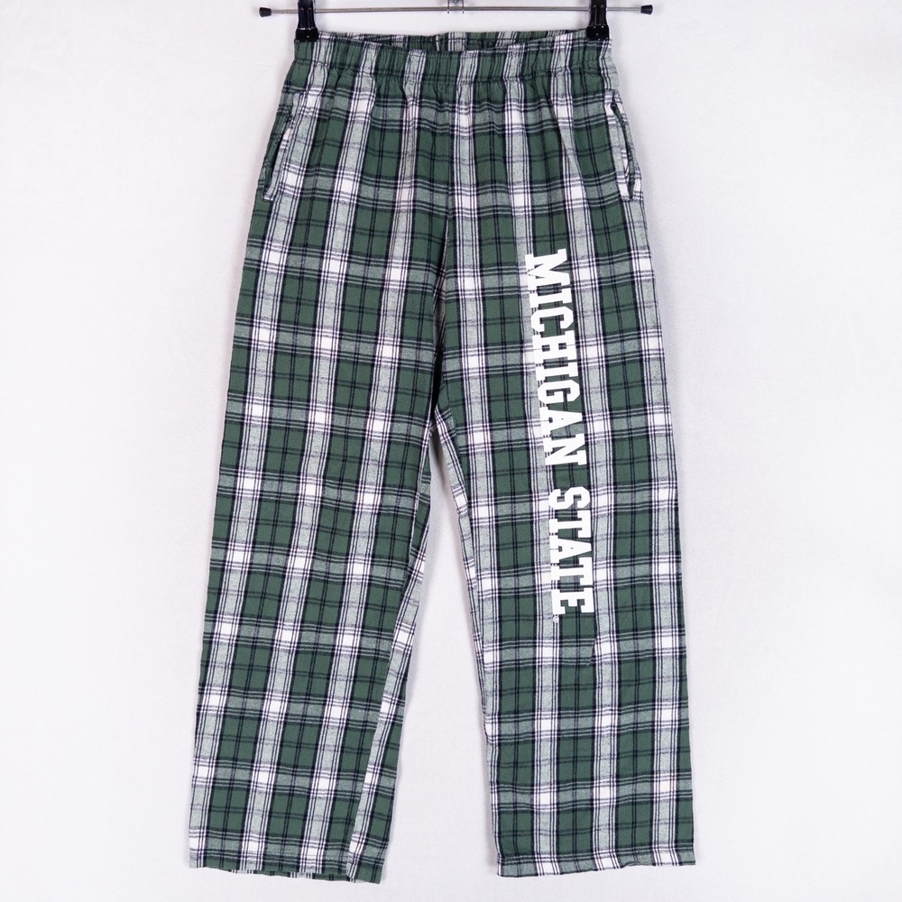 Boxercraft Youth Pajama Pant L 14-16 Green Plaid Michigan State Spartans Flannel
